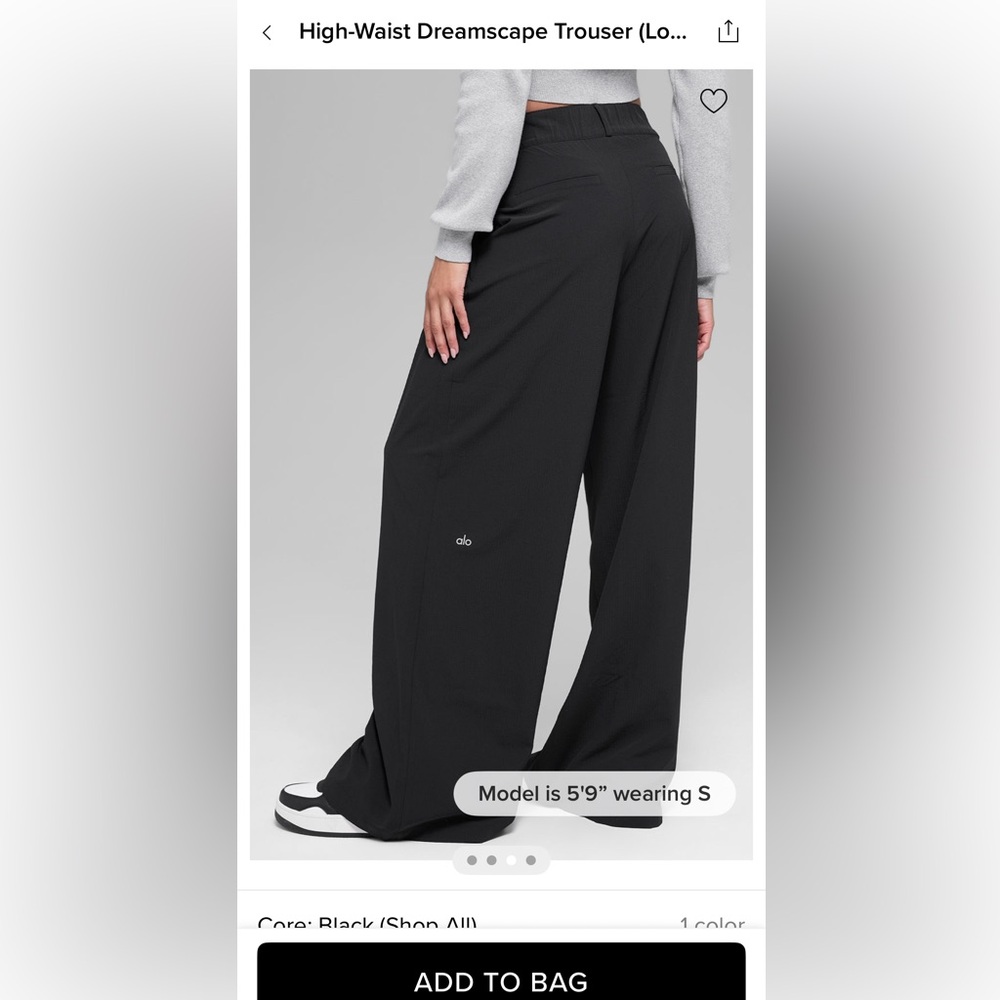 Alo yoga high waist dreamscape black wide leg trousers (long) size xxs - Picture 4 of 16